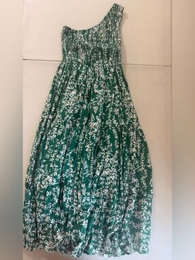 Green Floral One-Shoulder Maxi Dress